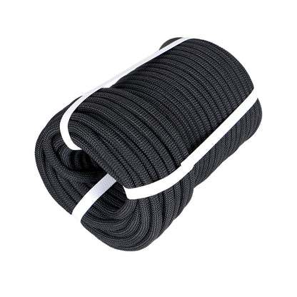 findmall 3/8 Inch 100 Feet Braided Polyester Rope Tree Work Rope Rigging Rope for Outdoor Swing Camping 3250 LBS Black