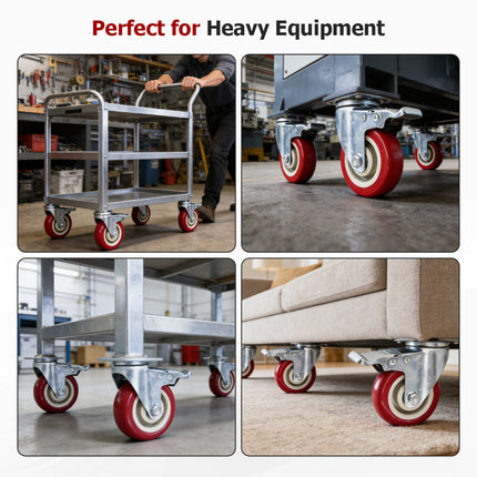 findmall 4" Heavy Duty Caster Wheels (4 Pack) with Safety Brake – 360° Swivel, Quiet & Secure Locking Casters for Furniture and Equipment