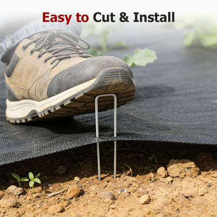 findmall Galvanized Garden Stakes & Gasket Set – Heavy Duty Landscape Staples for Weed Barrier Fabric, Ground Cover & Landscape Fabric