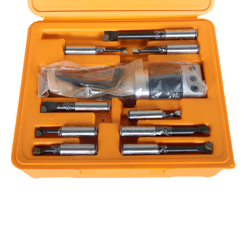 findmall 2" BORING HEAD WITH STRAIGHT R8 SHANK AND 9 PC 1/2" BORING BAR SET