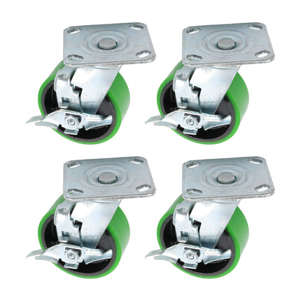 Findmall 4 Pack 5" Polyurethane Swivel Caster Wheels with Double Lock Brake, Top Plate Mount Heavy Duty Casters for Platform Trucks, U-Boat Carts & Workbenches