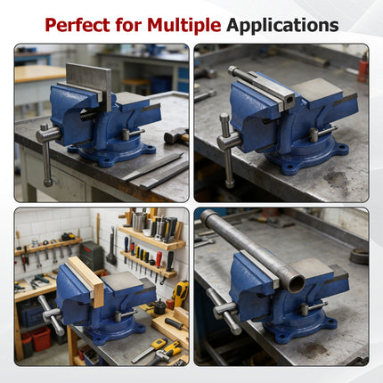 findmall 4"–6" Bench Vise with Anvil – Heavy Duty Tabletop Vise with Swivel Locking Base for Workshop & DIY Use