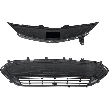 Findmall 2-Piece Glossy Black Front Upper and Lower Grille Molding Trim Set Replacement for Bolt EV 2017-2021 42576622 42729655