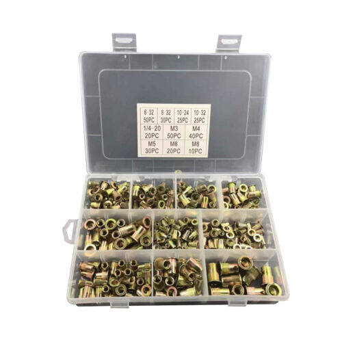 findmall 300Pcs Rivet Nuts Kit Carbon Steel Flat Head Threaded Rivetnut Insert Nutsert Rivet Nuts Assortment Kit 150Pcs Metric 150Pcs SAE M3 M4 M5 M6 M8 6-32 8-32 10-24 10-32 1/4-20