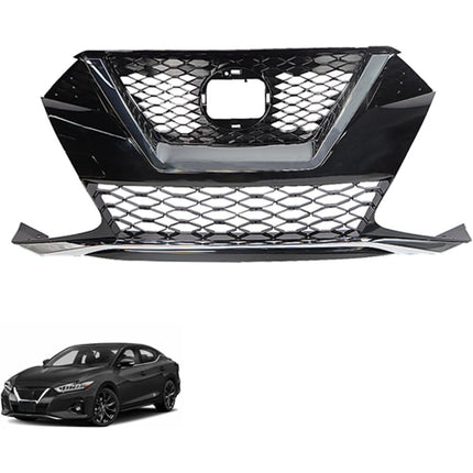 Findmall Front Upper Grille for 2019-2021 Nissan Maxima, Black with Chrome Trim