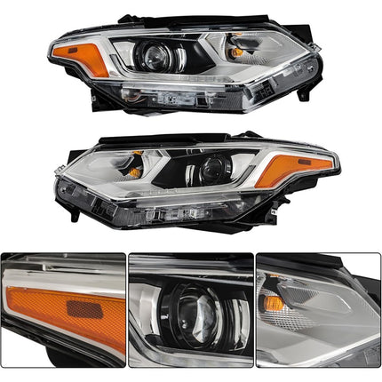 Findmall Driver Side and Passenger Side Headlights Assembly HID with DRL Replacement for Traverse 2018-2020 Housing Chrome Lamp LH RH 2PCS 84887857 84887858