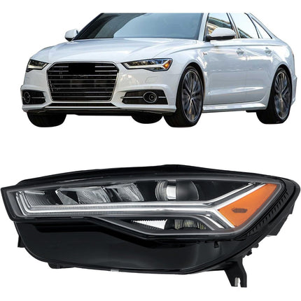 Findmall Driver Side Headlights Assembly with DRL Replacement for A6 S6 2016-2018 Housing Black Lamp LH 1PC 4G0941773K