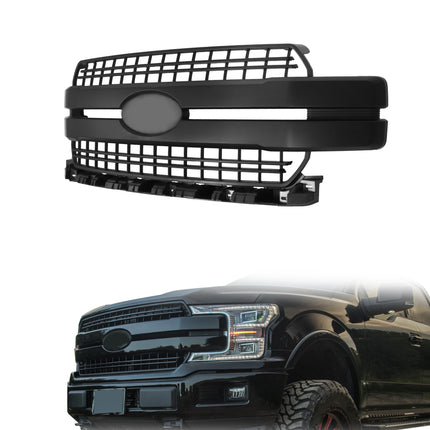 Findmall Front Grille Upper Matte Black Plastic Replacement for F150 Lariat 2018-2020 JL3Z8200GA FO1200654C