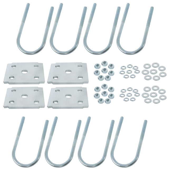 Findmall 8-U-Bolt Trailer Axle Mounting Kit for 2-3/8 in Round Axles, 5-1/2 in Long, 1/2 in Diameter