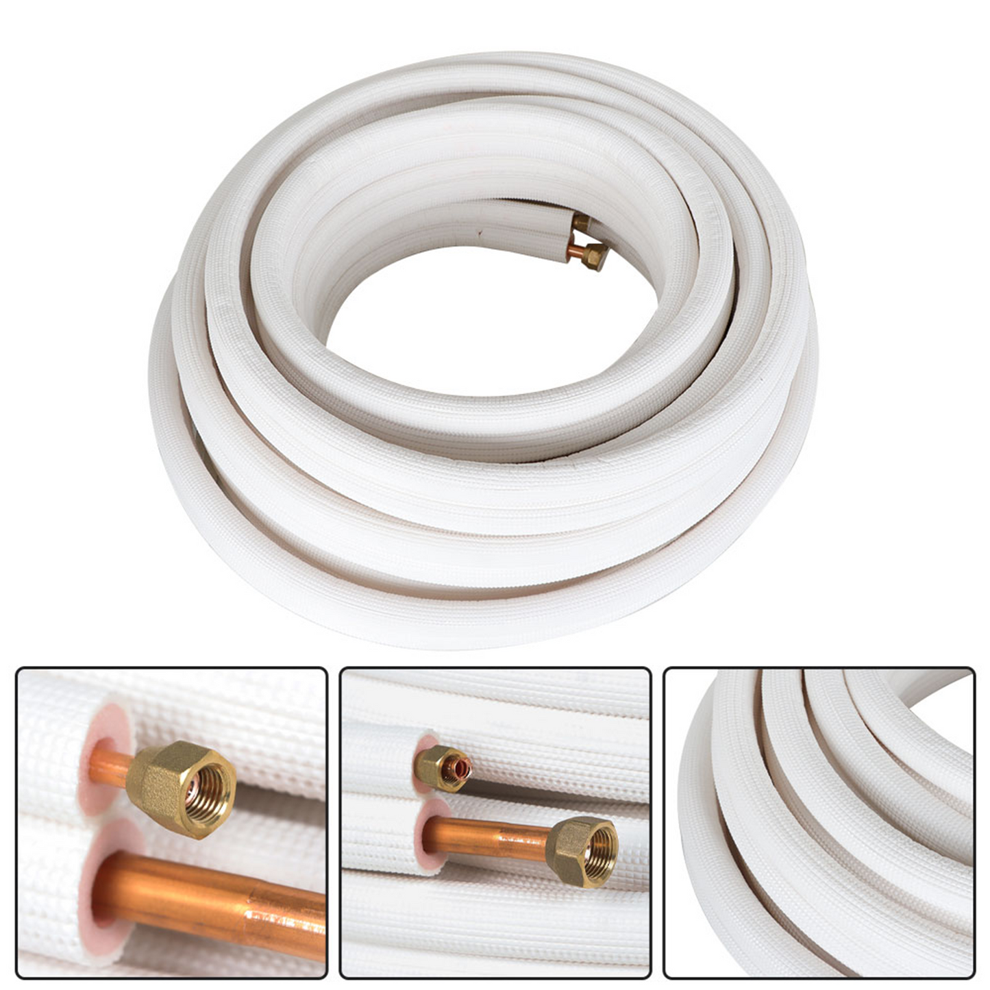 findmall 50FT Air Conditioning Copper Tubing Hose Extension 1/4" and 1/2" Twin Copper Hoses Insulated Copper Hoses Fit for Mini Split Air Conditioner