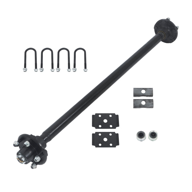Findmall 2,000 lb Trailer Axle with U-Bolt Kit, 5 on 4.5 in, 44 in Hub Face