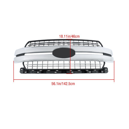 Findmall Front Grille Upper Chrome and Matte Black Mesh Style Replacement for F150 2018-2020 Replacement for Lariat Style