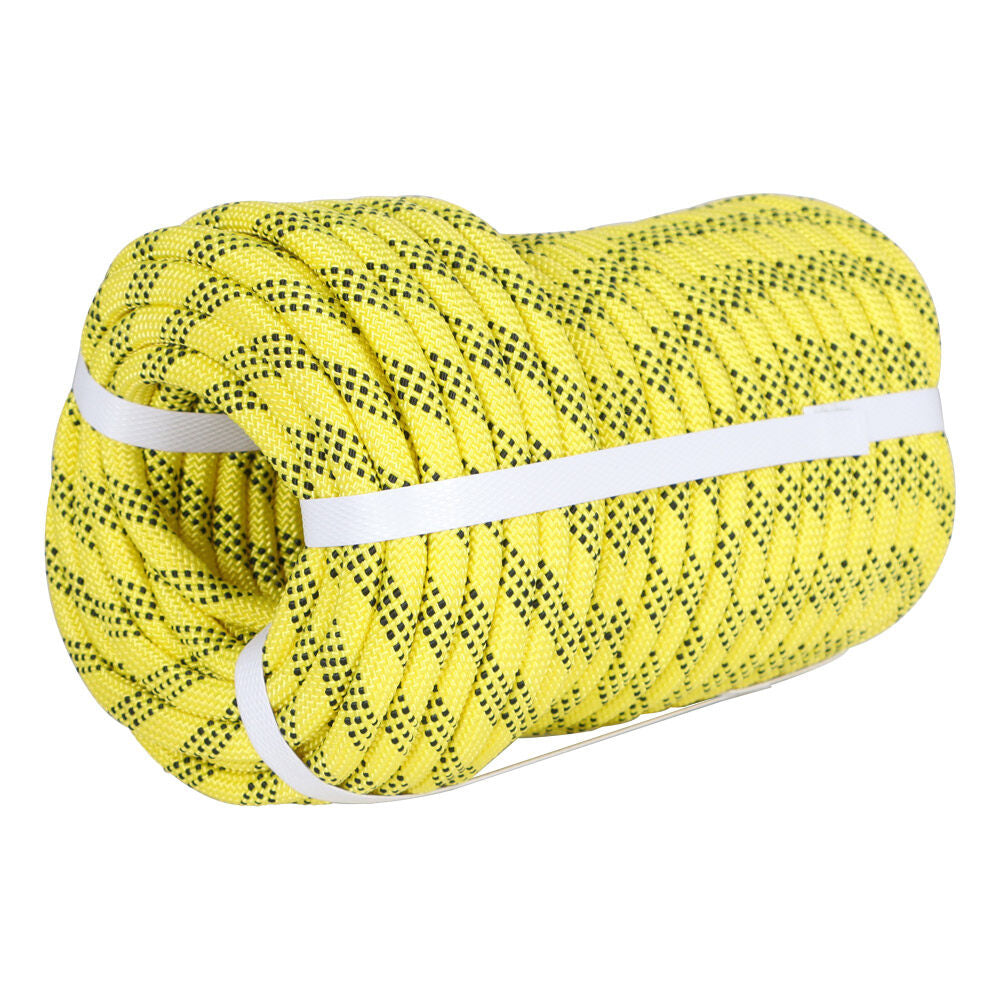 findmall 3/8 Inch 100 Feet Braided Polyester Rope Tree Work Rope Rigging Rope for Outdoor Swing Camping 3250 LBS Yellow Black