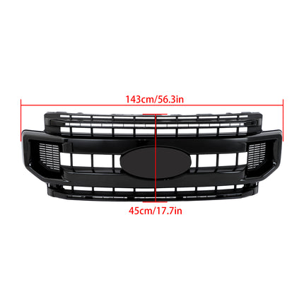 Findmall Front Grille Upper Glossy Black with 2 Straight Trim Style Replacement for F250 F350 F450 F550 Super Duty 2020-2022