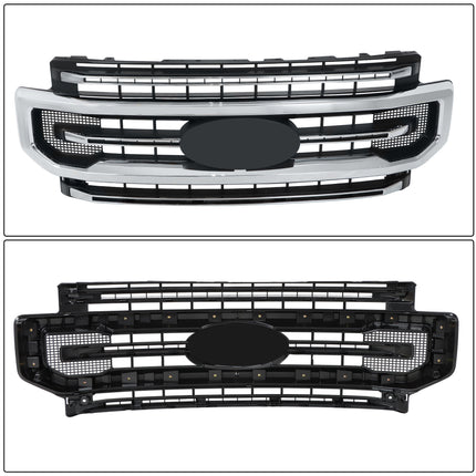 Findmall Front Grille Upper Black Chrome Replacement for F250
