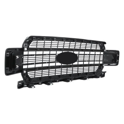 Findmall Front Grille Upper Glossy Black Mesh Chrome Trim Replacement for F250 Super Duty XL XLT 2023 2024