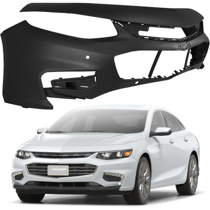 Findmall Primed Front Bumper Cover Replacement for 2016-2018 Chevrolet Malibu LT Premier without Parking Sensor Holes