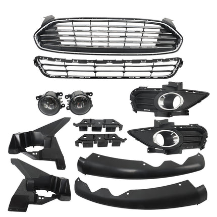 Findmall Unfinished Front Bumper Grille and Fog Light Cover Kit Replacement for Fusion 2013-2016 DS7Z17757EAPTM