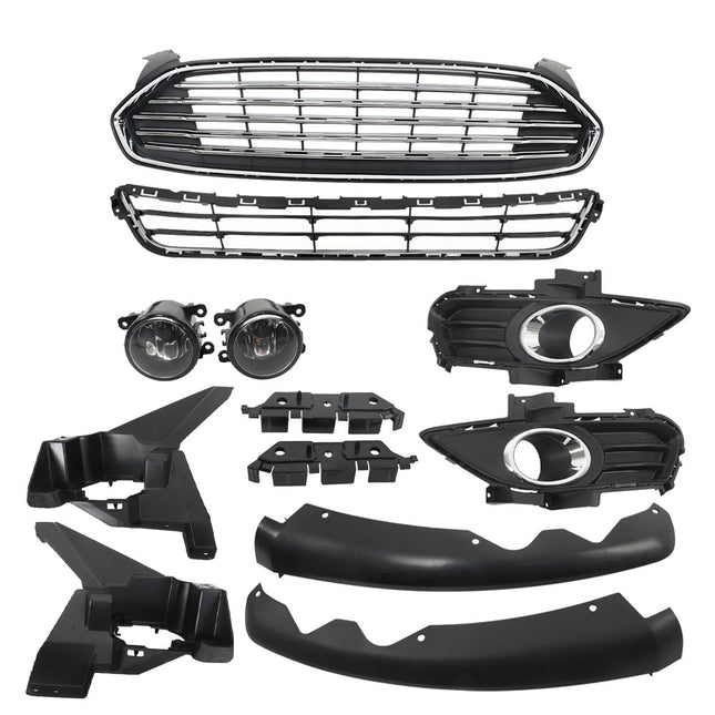 Findmall Unfinished Front Bumper Grille and Fog Light Cover Kit Replacement for Fusion 2013-2016 DS7Z17757EAPTM