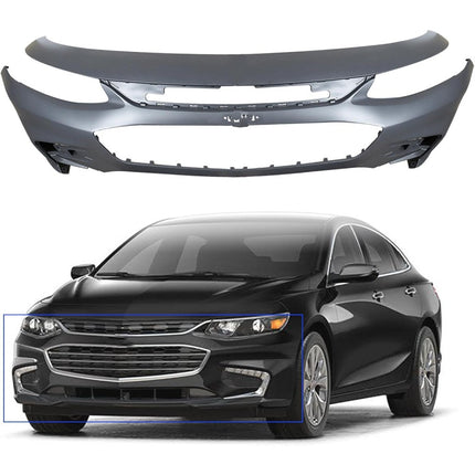 Findmall Primed Front Bumper Cover Replacement for 2016-2018 Chevrolet Malibu LT Premier without Parking Sensor Holes