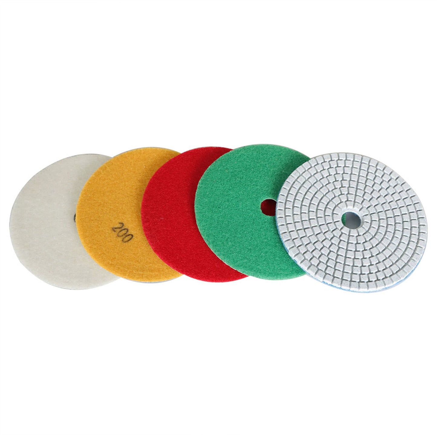 findmall 5 Inch Diamond Polishing Pads with 1Pcs 5 Inch Backer Pad, 6Pcs 50-800 Grit Polishing Pad Kit Fit for Drill, Grinder, Polisher