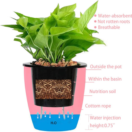 Findmall 7 Pack Self-Watering Hanging Planters, 5/7 Inch Wall Mounted Plastic Flower Pots with Hooks, Double Layer Vertical Garden Planters for Indoor Outdoor Plants, Flowers and Succulents