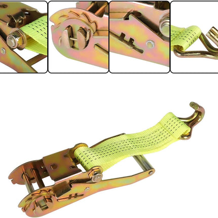 Yellow Ratchet Belt, 2Inch * 15Ft 5000 Pound Ratchet, Heavy Duty Slings, 6PCS