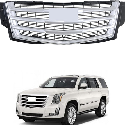 Findmall 3-Piece Front Bumper Grille Hood Molding and Lower Face Bar Kit Replacement for Escalade 2015-2020 GM1235129 GM1036178