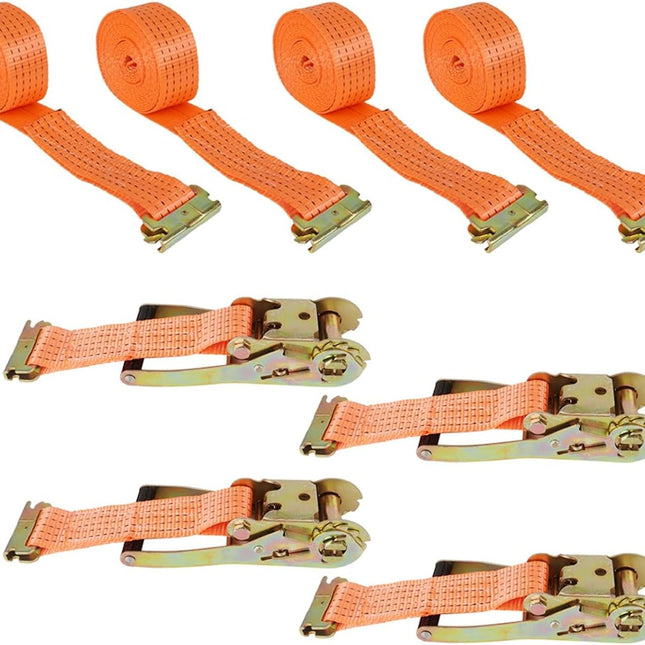 Findmall 4/8 Pack 2" x 15' E-Track Ratchet Straps 4400Lbs Heavy Duty Cargo Tie Down Straps with Steel Ratchet for Truck, Trailer, Transportation and Storage