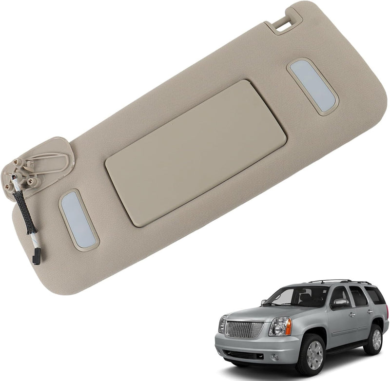 Findmall Sun Visor Mirror Gray Replacement for 2007-2014 Silverado Tahoe Yukon Suburban Escalade for 22850306 22850310