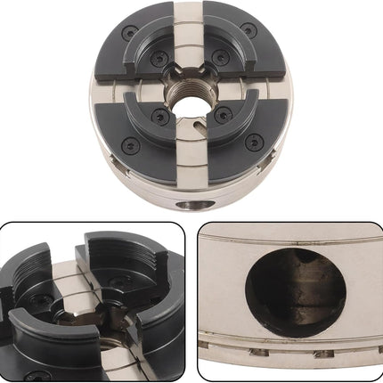 Findmall 4 Inch Wood Lathe Chuck Set 1" x 8tpi thread 3/4"x16TPI Adapter | 2Pcs jaws, for Metalworking, Drilling, Milling