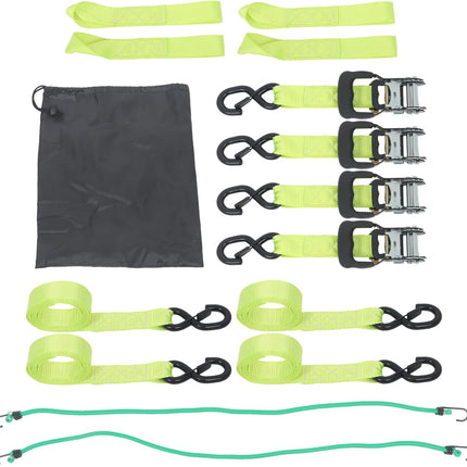 Findmall 4 Pack 1.6 Inch Ratchet Tie Down Straps 5208 lbs Break Strength Steel Polyester Cargo Straps with S Hooks for Motorcycle, ATV, Trailer, Truck and Moving