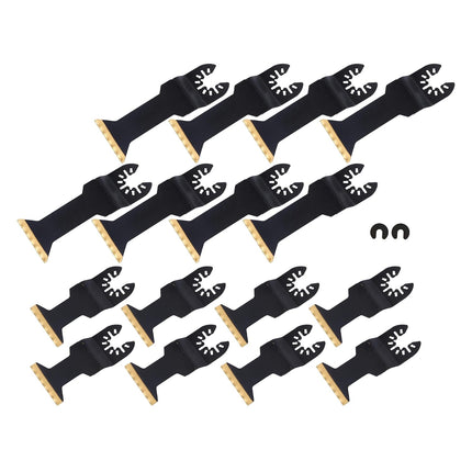 Findmall 16 Piece Extended Oscillating Saw Blade Set | Titanium Coated Saw Blades, for Cutting Wood, Plastic and Metal