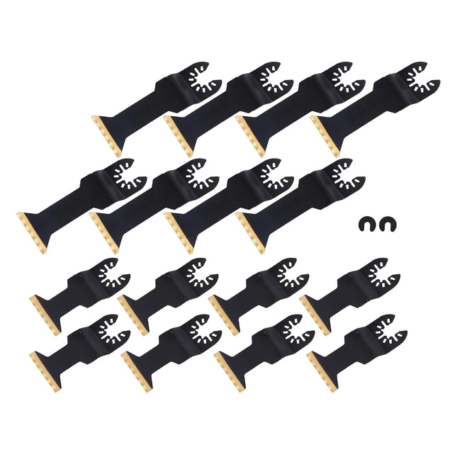 Findmall 16 Piece Extended Oscillating Saw Blade Set | Titanium Coated Saw Blades, for Cutting Wood, Plastic and Metal