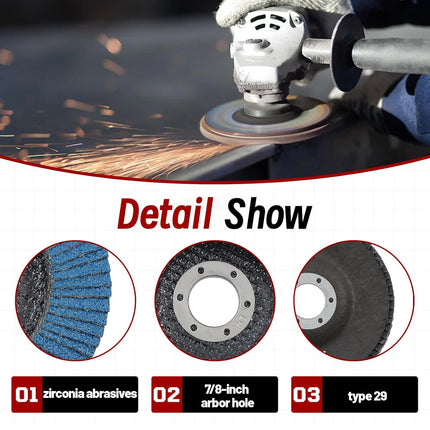 Findmall 20 PCS 4.5 Inch T29 Zirconia Flap Discs, 40/60/80 Grit Sanding Grinding Wheels with 7/8" Arbor for Angle Grinder