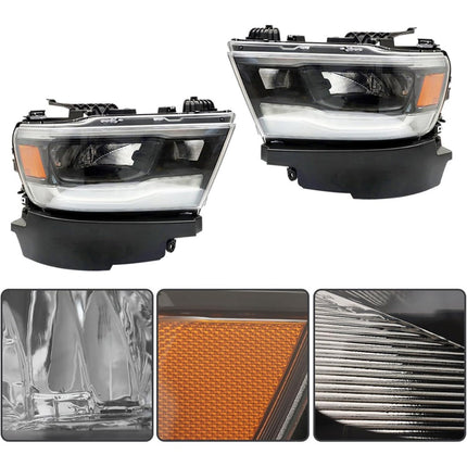 Findmall Headlights Assembly Replacement for Ram 1500 2019-2023 Reflector Headlamp Driver and Passenger Side 68316089AH 68316088AH