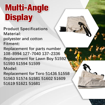 Findmall 127-7040 Leaf Blower Debris Collection Bag Replacement for Toro 137-2336 108-8994 Leaf Blower Model 51436 51563 51581 51594 51599 51609 51619 51621