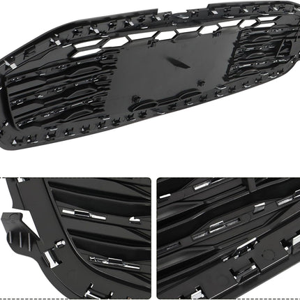 Findmall Black and Chrome Honeycomb Front Upper and Lower Bumper Grille Set Replacement for Malibu 2016-2018