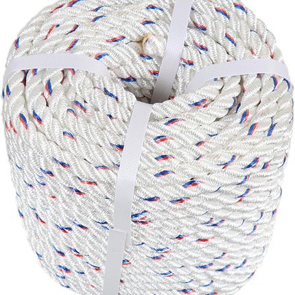 Findmall 5/8in x 150ft Double Braid Polyester Strength 7200 Lbs White Red Blue