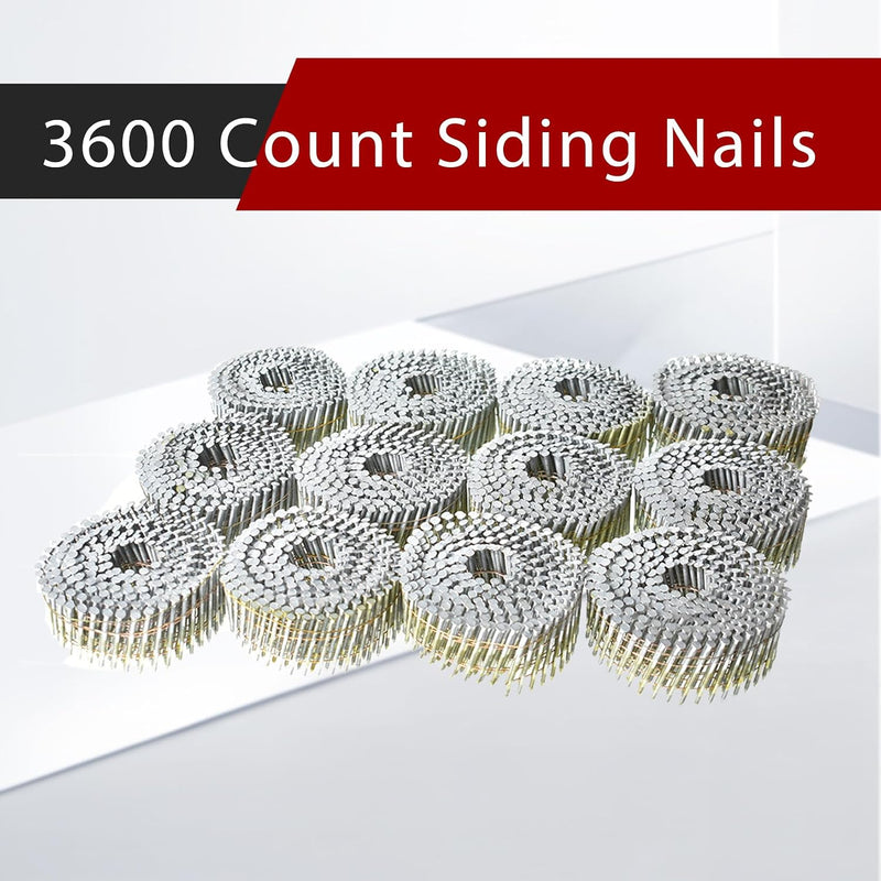 findmall 3600PCS 15° Wire Coil Roofing Nails Ring Shank Hot Dipped Galvanized 0.092"