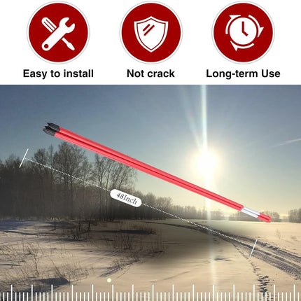 Findmall 48 Inch Fiberglass Driveway Markers, 5/16" Diameter Red Reflective Snow Stakes for Parking Lots, Walkways & Property Boundaries
