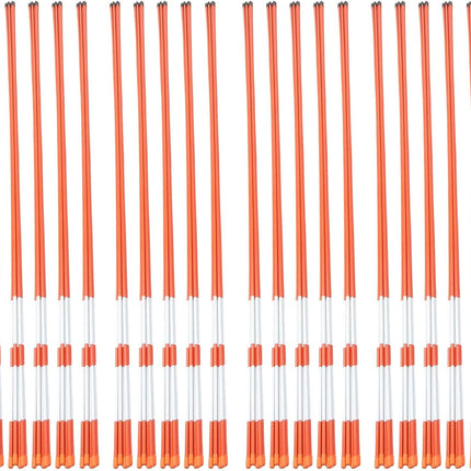 Findmall 72 Inch Driveway Markers, 5/16" Diameter Orange Reflective Snow Stakes, 6 FT Fiberglass Lane Marker Posts for Driveways, Parking Lots & Walkways
