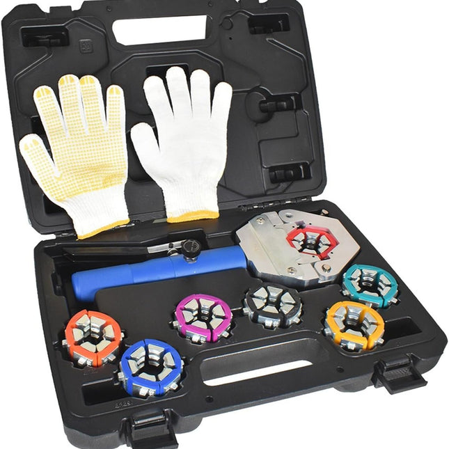 Findmall Hydraulic AC Hose Crimper Kit Hydraulic Hose Crimper Hydra-Crimp 71500 Hydraulic Hose Crimping Tool with 7 Pairs of Dies Set Fit for Barbed and Beaded Hose Fittings