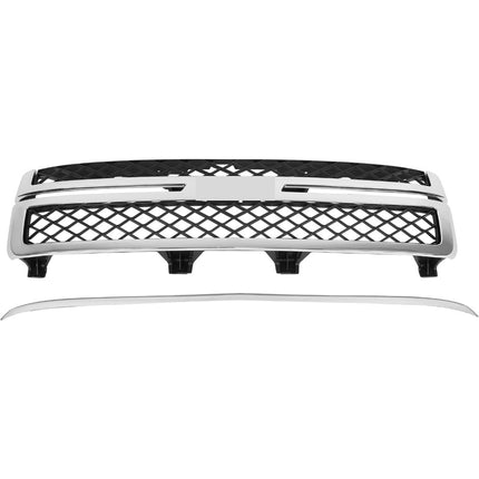 Findmall 3-Piece Chrome Front Bumper Grille and Hood Molding Trim Kit Replacement for Silverado 2500HD and 3500HD 2011-2014 20966058 20963700