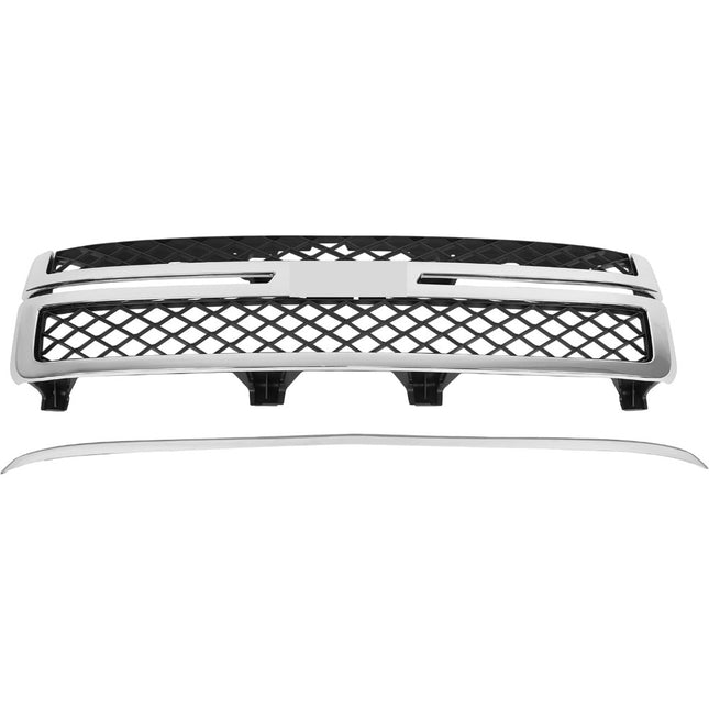 Findmall 3-Piece Chrome Front Bumper Grille and Hood Molding Trim Kit Replacement for Silverado 2500HD and 3500HD 2011-2014 20966058 20963700