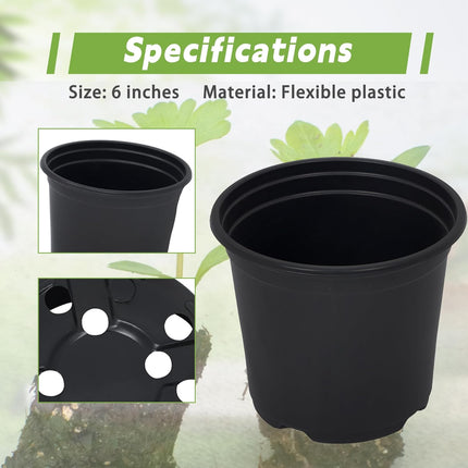 Findmall 100 Pack Plastic Nursery Pots, 5/6 Inch Black Seed Starting Pots with Drainage Holes, Round Plant Containers for Succulents Flowers Vegetables and Garden Plants