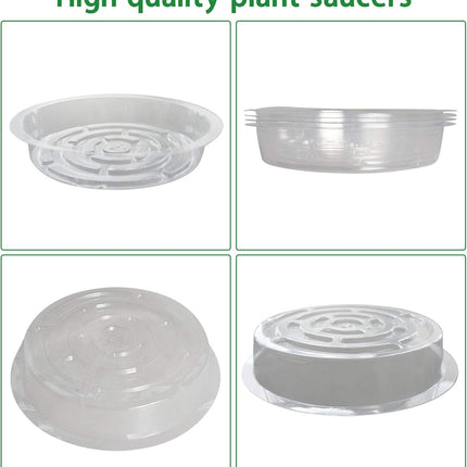 Findmall Plastic Plant Saucer Drip Trays, 5/10 Pack Clear Heavy Duty Flower Pot Saucers for Indoor Outdoor Plants, Round Drainage Trays for Planters