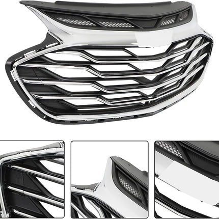 Findmall Black Front Upper Grille with Chrome Trim Replacement for Cruze 2019-2020 42679306