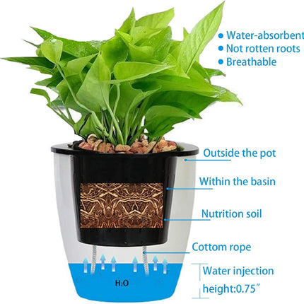 Findmall 7 Pack 3 Inch Self-Watering Wall Hanging Planters, Plastic Flower Pots with Hooks and Cotton Wick, Indoor Outdoor Hanging Pots for Herbs, Succulents and Flowers
