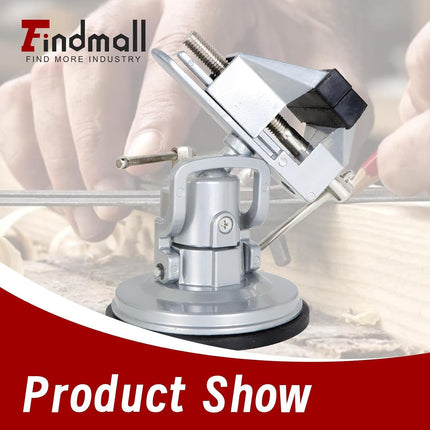 Findmall Suction Vacuum Base Vise Portable Base Vise 3.15" Jaw Width Pivots Multi-Angle Rotate 360° Fit for Various Smooth Work Surfaces